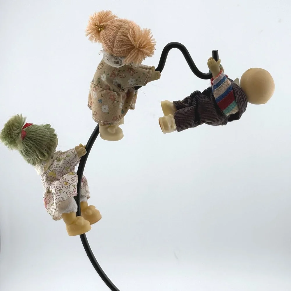 Vintage 80s Cabbage Patch Style Clip On Dolls Set‎ of 3 Miniature Figures Korea
